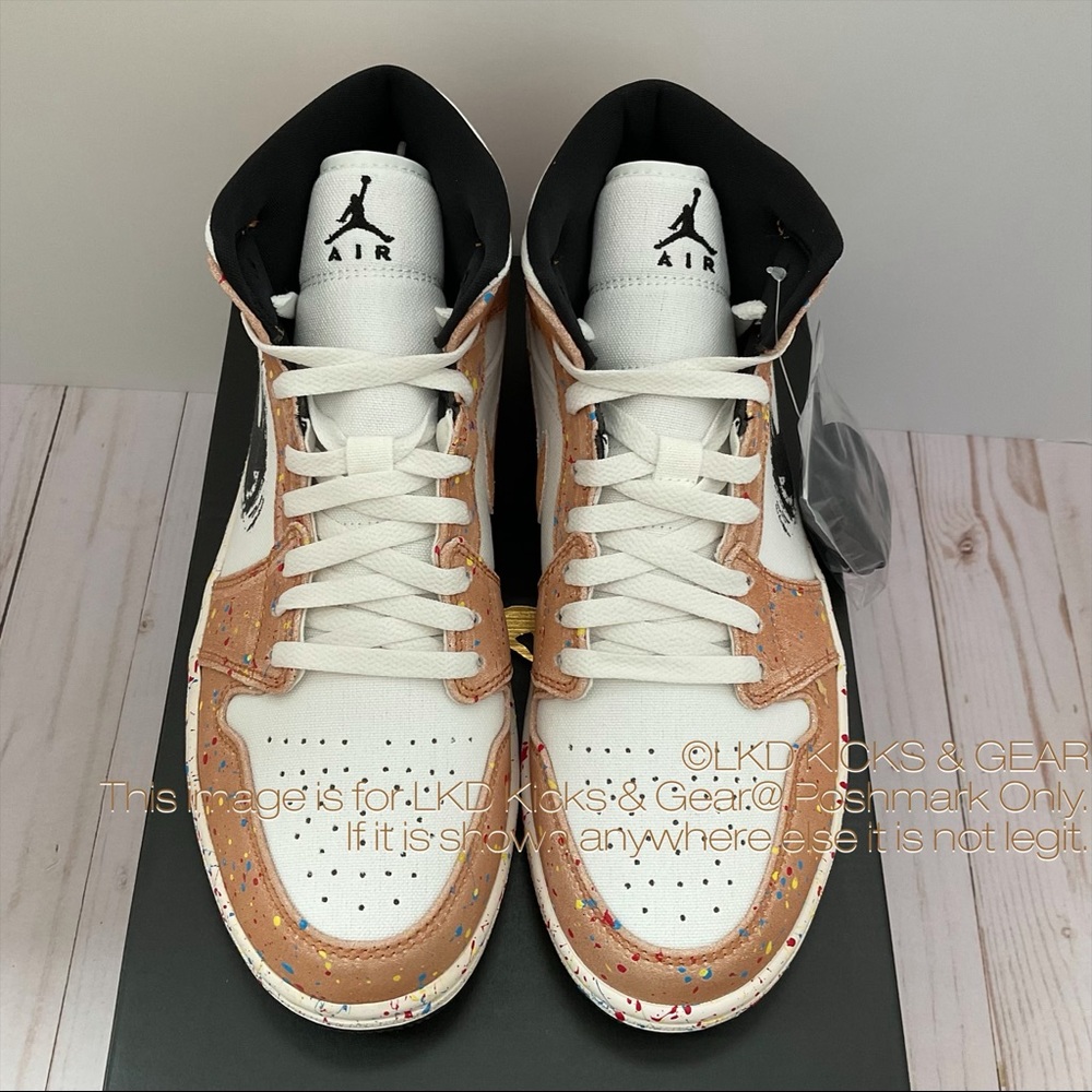 Air Jordan 1 Mid SE Brushstroke Paint Splatter - Picture 3 of 9